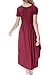 levaca Womens Plus Size Summer Modest Short Sleeve Casual Midi Dress Wine XXL