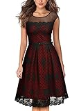 MissMay Women's Vintage Embroidered Lined Polka Dots Cocktail Swing Dress