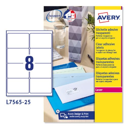 Avery Etiketten fuer Laserdrucker, transparent