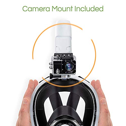 image for AugustTrek New Hybrid Lens GoPro Compatible Snorkel Mask Full Face Fol