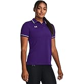 Under Armour Team Tipped Womens Short Sleeve Polo Shirt L Purple-White