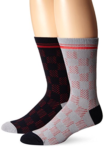 Ben Sherman Men's Colin Gradient Square Thick Crew Socks, Navy/Red, Sock Size:10-13/Shoe Size: 6-12 (Pack of 2)