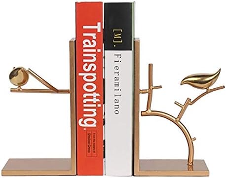 Book Ends Home Living Room Wrought Iron Bookends Ornaments Jewelry Study Desktop Flower And Bird Metal Decoration Bookend Gold
