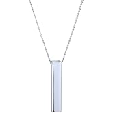 Vanbelle Sterling Silver Jewelry - Rhodium Plated with 925 Stamp - Bar Pendant Necklace - Elegant Handcrafted for Women and Men - Solid Sqaure Bar pendant Necklace