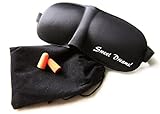 Sleep Mask for Comfortable Sleeping – Contoured & Adjustable Eye Mask and Bonus Ear Plug Set, Super Soft Blindfold with Easy Strap which Blocks Light - For Day Sleeping, Naps & Night.(Black)