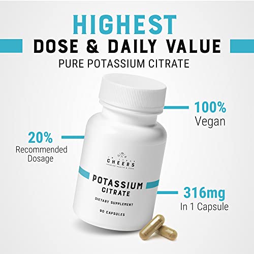 Cheers Potassium Citrate, 316 mg per Capsule, 90 Capsules, Vegan