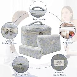 3pc Makeup Bag Set, Quilted Makeup Bag Set, Large