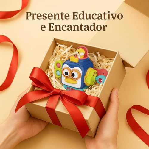 Cubo de Atividades Montessori para Bebê – Brinquedo Sensorial 0 a 24 meses, Coordenação Motora Fina, Texturas e Cores