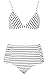 Cupshe Fashion Women’s Stripe Pattern High-waisted Bikini Set Beach Swimwear (M)