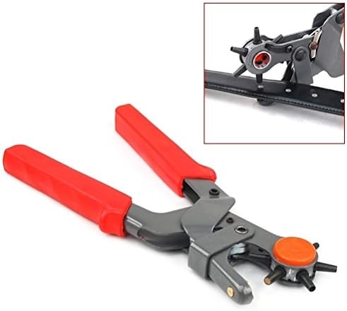 Heavy Duty Hole Punch Plastic Plier Puncher with 6 Hole Sizes for Leather Products and Belt by RIVENBERT