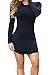 Yonala Womens Irregular Hem Long Sleeve Dress Solid Bodycon T Shirt Mini Dress Black,X-Large
