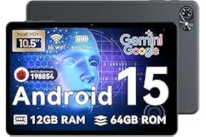 T80 Tablet 2025 Latest Android 15 Tablets, 10.5 inch Tablet with HD+IPS Display, 12(4+8) GB RAM+64GB ROM