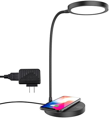 Starthi Dimmable Table Lamp with Wireless Charging Pad, Gooseneck LED Desk Lamp, Touch Control, Brightness Adjustable Beside Light(AC Adapter Included)