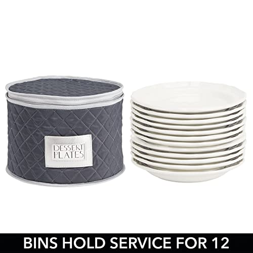 mDesign Quilted Dinnerware Storage 5 Piece Set for Protecting and