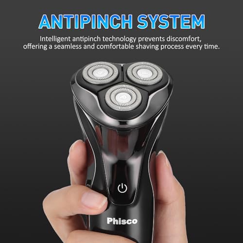 Phisco Rasuradora Eléctrica Recargable para Hombre, Afeitado Preciso y Suave, Diseño Impermeable, Batería de Larga Duración, Sistema Antitirones, Ideal para Viajes