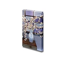 Canvas Prints Wall Art - Decorative Vase with White Flowers on Wooden Shelf | Modern Wall Decor/Home Decoration Stretched Gallery Canvas Wrap Giclee Print. Ready to Hang - 18" x 12"