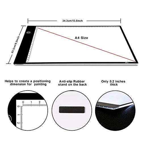 Tracing Light Box for Drawing A4 LED Light Box Tracer USB Power Cable Dimmable Brightness Ultra Thin Portable Light Pad for Artists Sketching Animation Designing 5D DIY Diamond Painting by SUNNY