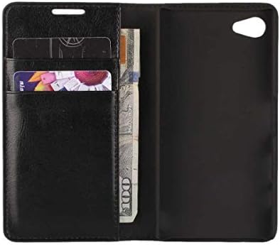 Xperia Z5 Compact 手帳型 ケース Omatenti 高級puレザー 耐衝撃 合皮レザー 手帳 マグネット開閉式 対応 薄型 スマホケース 手作 プロテクター 贅沢 訳ありセール 格安 財布型 黒 Sony