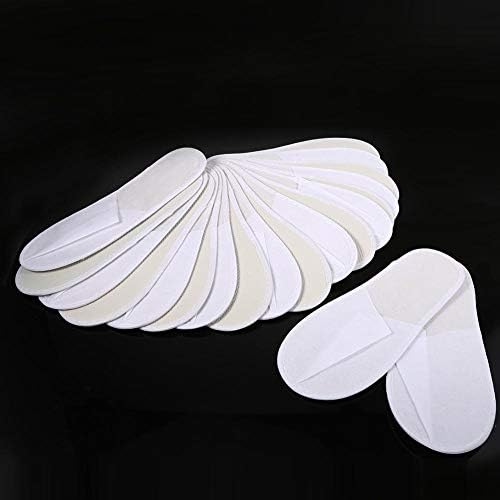 10 Pairs Disposable Guest Slippers White Closed Toe Slippers Fit for Women and Men