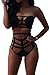 Spring fever Women's Sexy Criss Cross High Waist Hollow Out Bandage 2PCS Bikini Set Swimsuit Swimwear