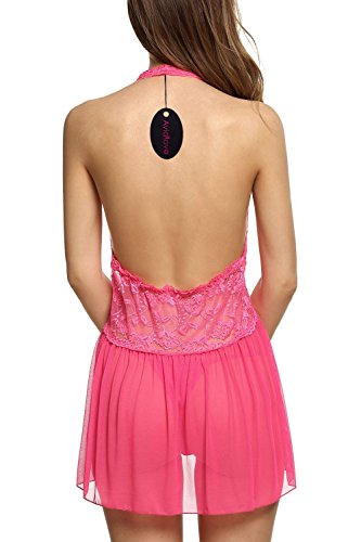 Avidlove-Women-Sexy-Lingerie-Cute-Babydoll-Halter-Double-Bowknot-Chemise