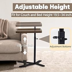 Aoligrace Walnut Side Table Adjustable
