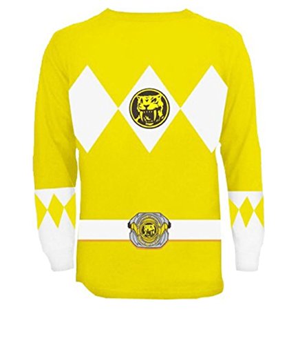 The Power Rangers Long Sleeve Ranger Costume Yellow T-shirt (Adult Small)