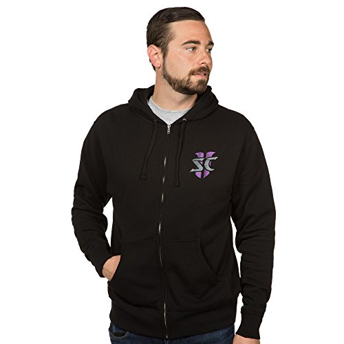 JINX StarCraft II: Heart of the Swarm Men's Terran Vintage Logo Zip-Up Hoodie (Black, XX-Large)