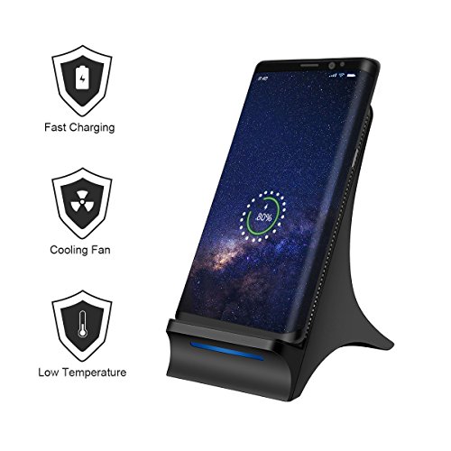 DAZL QI Wireless Charging Phone Stand with Cooling Fan Fast Wireless Smart Charger Pad Cell Phone Holder for iPhone X 8/8 Plus Samsung Galaxy S8 S8 Plus Note8 S7 iOS11 and all QI-Enabled Devices - Thumbnail 5