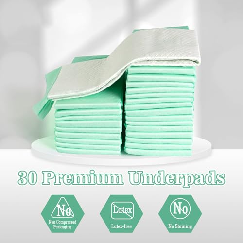 Bed Pads, 60 x 90 cm Disposable Incontinence Underpads, Disposable Changing Pad Liners, Extra Large & Thicker for Adults, Seniors, Kids, and Pets (30 Count)