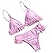 TeeDoc Womens Ruffles Cute Bikini Set Pink Grey Two Piece Bathing Suit (M US2-4, Pink)