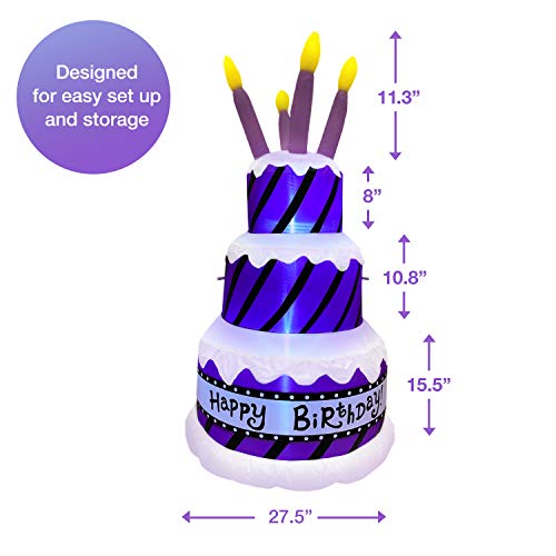 Jumbo Inflatable Happy Birthday Cake with Candles | Extra Large Birthday Party Decoration Lights Up and Inflates in Moments | For Indoors or Outdoors (Tie Down and Stakes Included for Outdoor Use) - Thumbnail 6