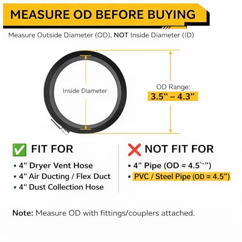 4 Pack 4 Inch Hose Clamp, 304 Stainless Steel Quick-Screw Dryer Vent photo 8