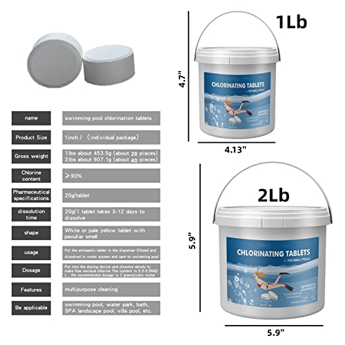 Chlorine Tablets 1 inch Pool Chlorinating Tablets 1 lb 2lb for Small