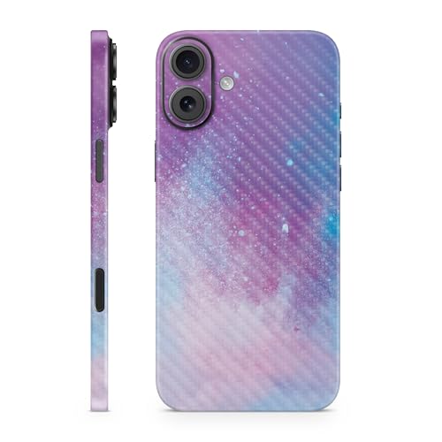 Carbon Fiber Phone Skin Compatible with Apple iPhone 16 Plus - Cotton Candy Sky…