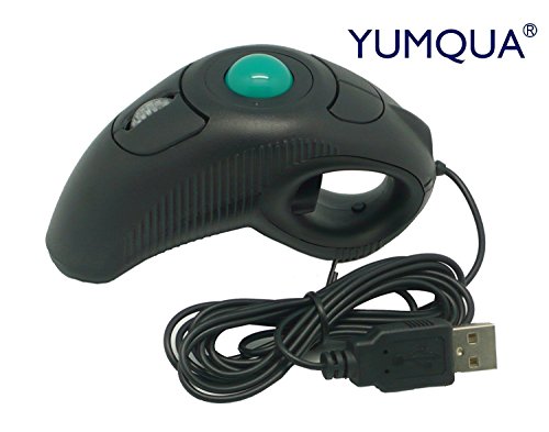 Trackball Mouse, YUMQUA Y-10 Handheld USB Wired Finger Mouse for Computer/Laptop/Mac, Fits Left and Right Handed/Carpal Tunnel Users