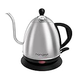 Homgeek Electric Kettle, 1 Liter Gooseneck Kettle Stainless Steel Cordless Drip Water Kettle with Thermometer for Pour Over Coffee & Tea