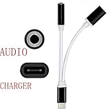 2 in 1 USB C Type C to 3.5mm Audio Jack Headphone Adapter and Charger Charging Cable for Motorola Moto Z Droid, Motorola Moto Z2, BlackBerry KEYone Black