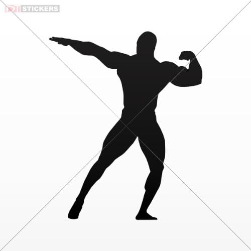 Sticker Decal Bodybuilder Posing Black Size: 5 X 4.1 Inches Black