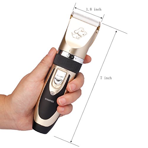 LUKDOF Dog Clippers, Waterproof Electric Dog Trimmer Rechargeable Low Noise Dog/Cat Shaver Pet Grooming Kits Hair Clippers Tool, 4 Guard Combs and 2 Rechargeable Battery - Thumbnail 4