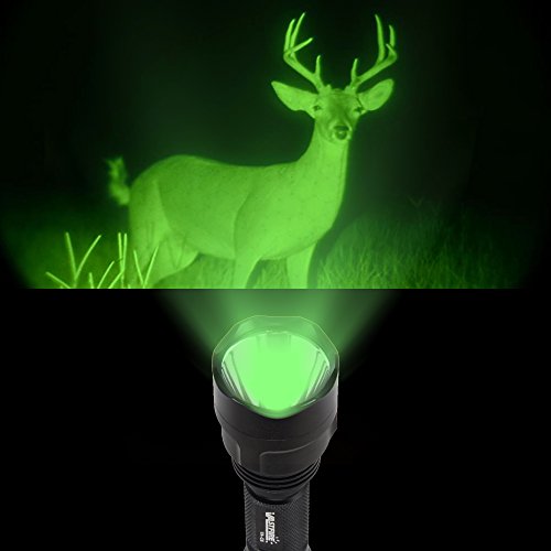 Green Light AR 15 Flashlight with Pressure Switch and Picatinny Rail Mount use with Night Vision Goggles Scope together Hunting Hog Predator
