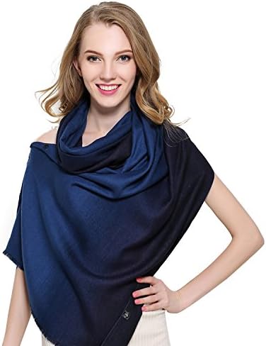 Amanana Versatile Women's Winter Scarf - Cozy Warm Cashmere Plaid Blanket Scarf Wrap Shawl Neck Stole Checked Pashmina (Dark Blue)