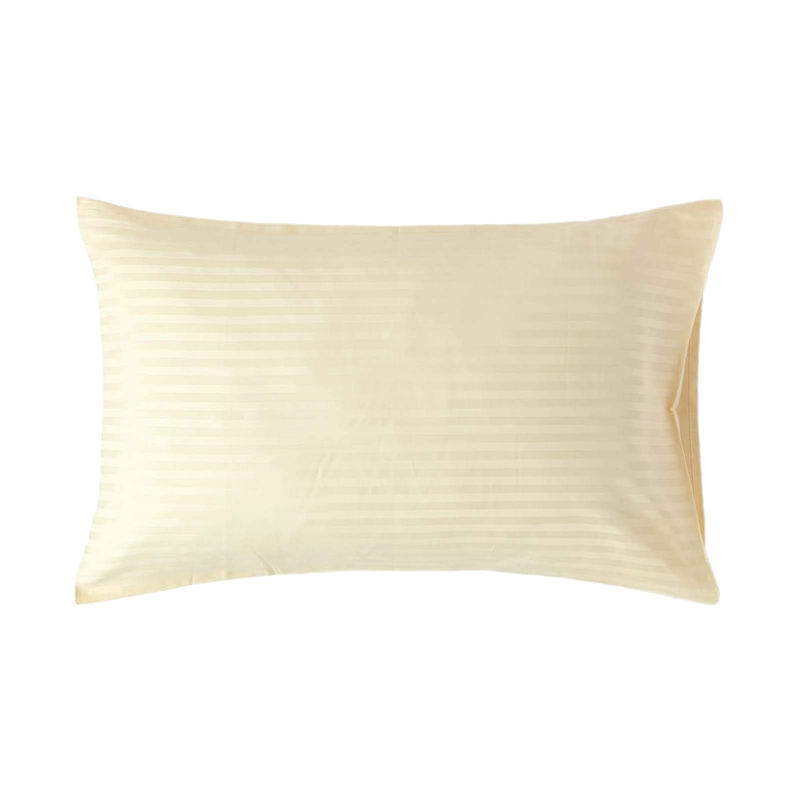HOMESCAPES Pastel Yellow Pure Egyptian Cotton Pillowcase Standard Size 330 TC 500 Thread Count Percale Equivalent Satin Stripe Housewife Pillow Case