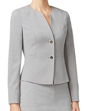 Calvin Klein Grey Women's Petite Career Jacket Silver 10P