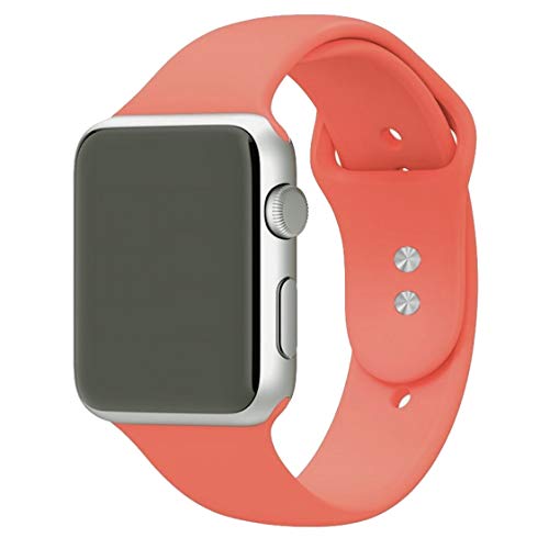 MadeforOnline : Sport Band for Apple Watch 44mm 42mm 40mm 38mm Soft Silicone Waterproof Replacement Band iWatch Bands Wristband for Series 4,3,2,1, Nike+, S/M M/L (Coral Red, 42/44mm M/L)