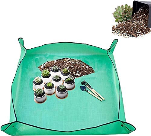 100 * 100cm Waterproof Repotting Mat, Gardening Transplanting Mat, Square Indoor Potting Tarp, Foldable Garden Kneeler Kneeling Pad, Work Cloth Plant Pot Pad for Flowers Plants Bonsai