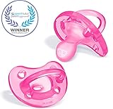 Chicco PhysioForma 100% Soft Silicone One Piece Pacifier for Babies 6-16 Months, Pink, Orthodontic Nipple, BPA-Free, 2-Count in Sterilizing Case