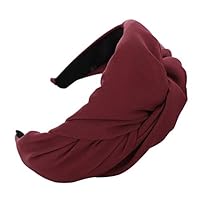 fanmaosdf Solid Color Hair Hoop,Cross Knot Fashion Women Girl Headwear Hair Hoop Wide Rim Head Band Wine Red