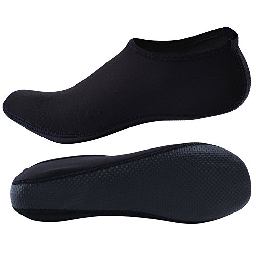 JACKSHIBO Men Women Quick-Dry Water Skin Shoes Aqua Socks Water Sports Swim Surf Yoga Exercice Beach Black 5.5-6.5 M US Women/4-5 M US Men
