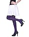 HDE Women's Striped Tights Full Length Sheer Microfiber Nylon Footed Stockings (Black and Purple)